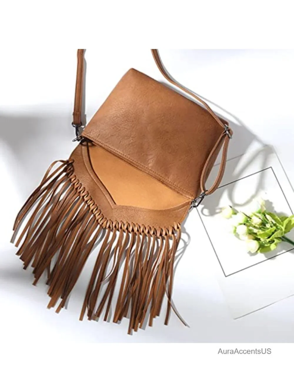 Vintage Fringe Purse Hobo Bag Vegan Leather Tassel Crossbody Handbag